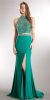 High Neck Jewel Top Jersey Skirt Long Prom Pageant Dress in an alternative image